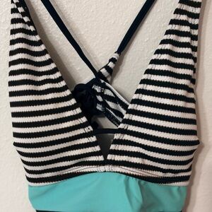 Striped Black and Teal Swimsuit